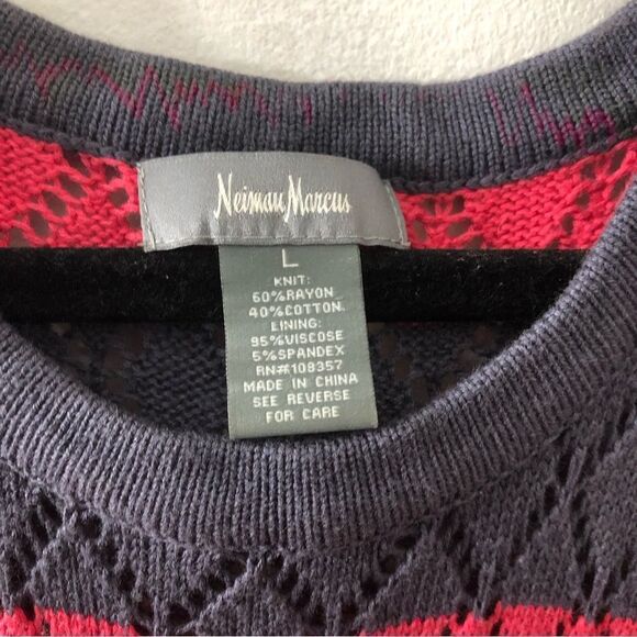Neiman Marcus Striped Knit Dress Sz L - Picture 6 of 6